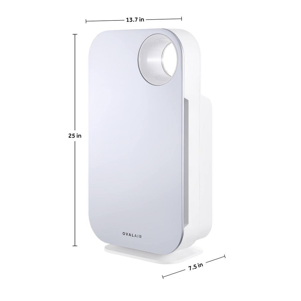 OVAL AIR 3-Stage 5-in-1 Air Purifier for Rooms Upto 600 sq. ft. Reduces Allergies Asthma Pets Odor Smoke Silver AIR1000B