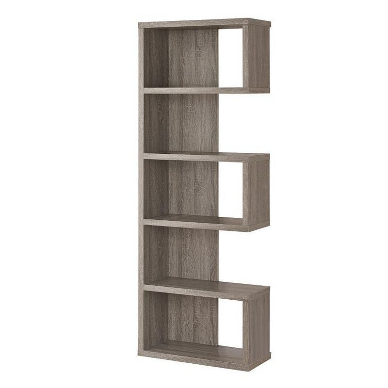 Sturdy Semi Backless Wooden Bookcase， Gray