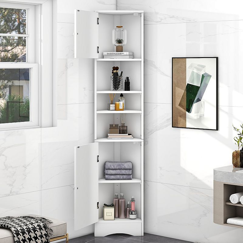 Merax Multi-functional Corner Cabinet Tall Bathroom Storage Cabinet