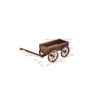 Wooden Wagon Flower Pot Flower Pot Stand with Wheels Home Garden Outdoor Decoration 169610506