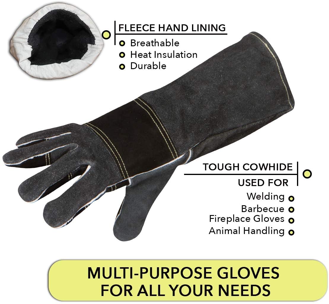 Protective Gloves, Professional Animal Handling with Leather and Kevlar; Anti Scratch, Bite for Dog, Cat, Falconry, Reptile, Parrot (1, Medium)