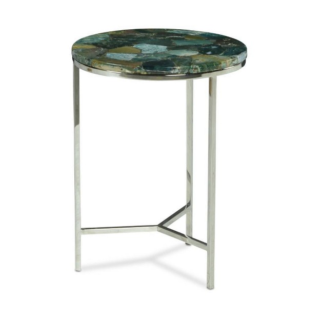 Foster Agate Top Round Chairside Table Emerald Green Steve Silver Co