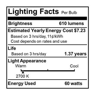 Bulbrite 60-Watt A19 incandescent Light Bulb Medium Base (E26) Half Chrome 2700K (4-pack) 861265