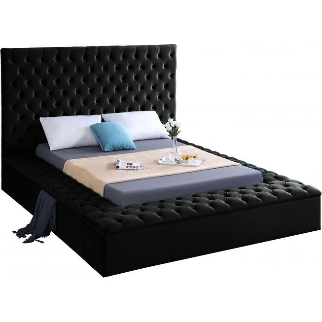 Lea Tufted Velvet Platform Bedframe with Storage