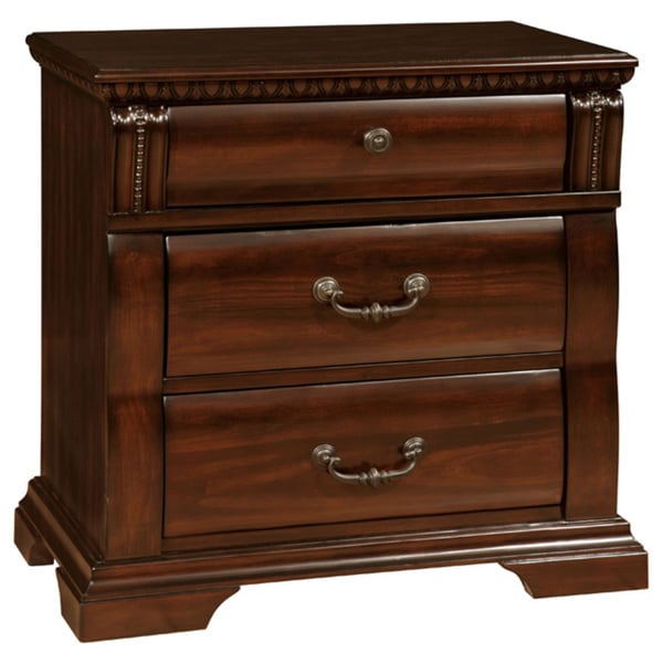 Furniture of America Tay Traditional Cherry Bed and Nightstand - - 10001125