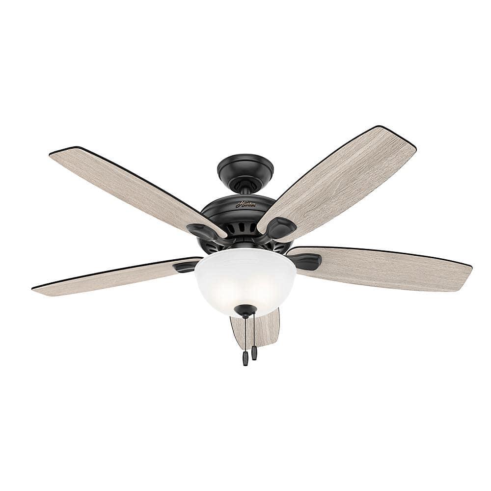 Hunter Stratford 52 in LED Indoor Matte Black Ceiling Fan with Light Kit