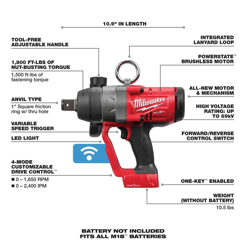 MW M18 FUEL 18V Lithium-Ion Brushless Cordless 1 in. and 12 in. Impact Wrench with Friction Ring (2-Tool) 2867-20-2767-20