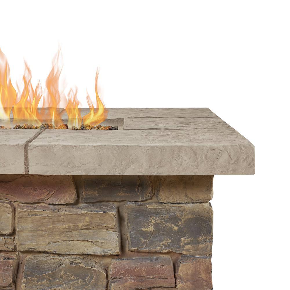 Real Flame Sedona 52 in. x 19 in Rectangle MGO Propane Fire Pit in Buff with Natural Gas Conversion Kit C11812LP-BF