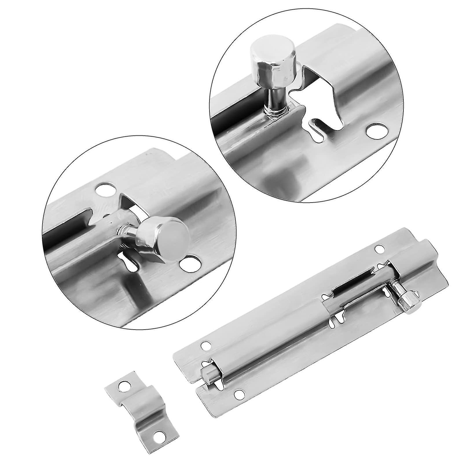 Door Bolts Lock Latch， 2 Pack Stainless Steel Sliding Bolt Latch Lock， 4 Inch (silver)