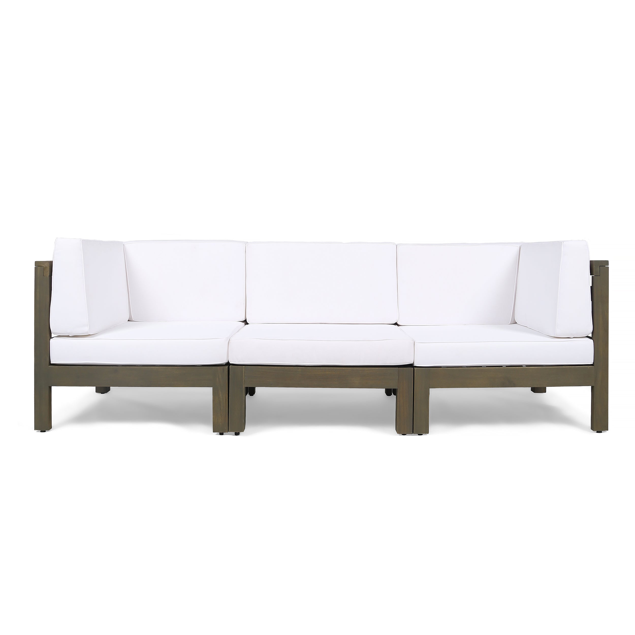 Dawson Outdoor Sectional Sofa Set - 3-Seater - Acacia Wood - Outdoor Cushions