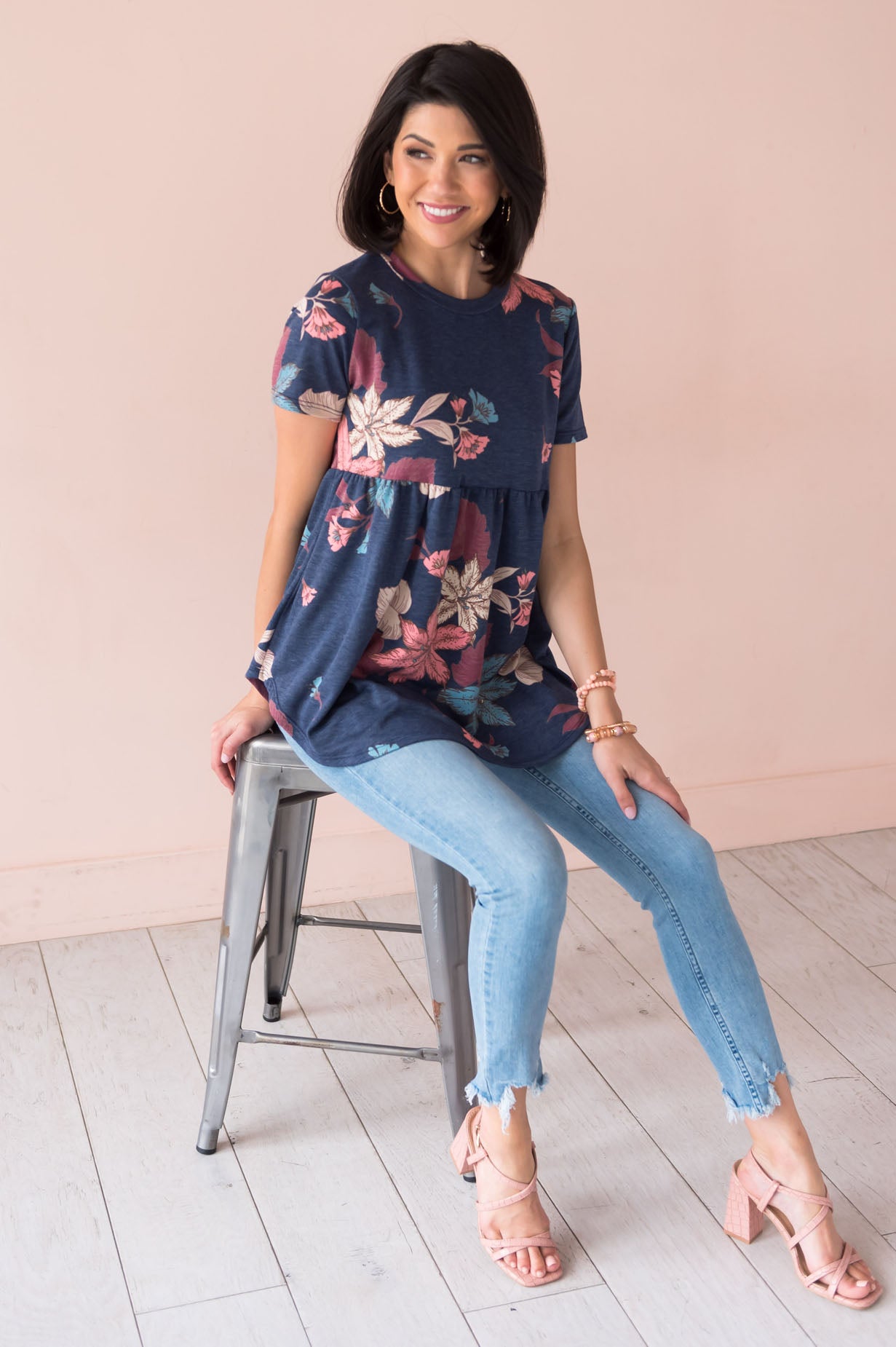 Breezy Floral Modest Babydoll Top