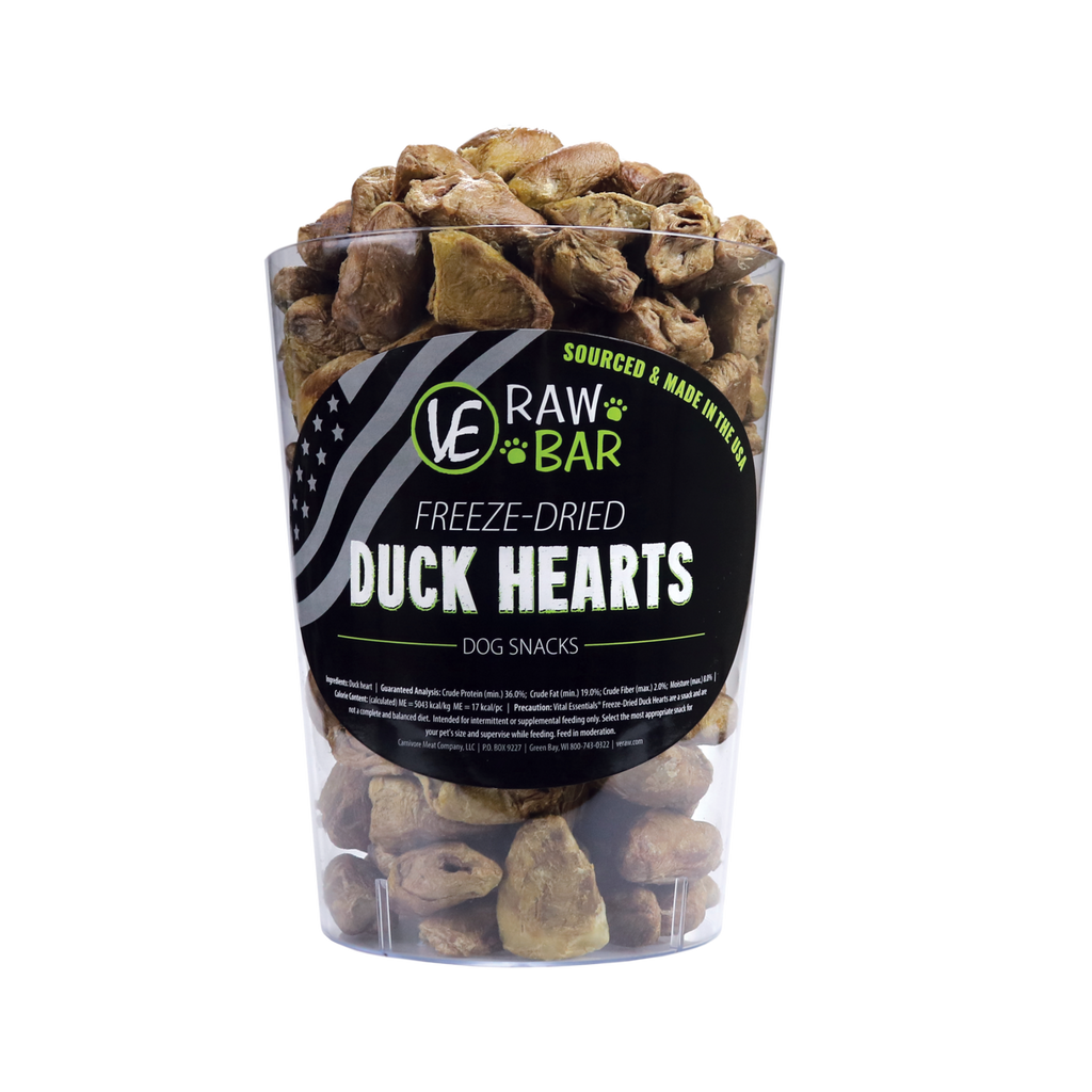 Vital Essentials Freeze-Dried Duck Hearts Dog Treats Bulk