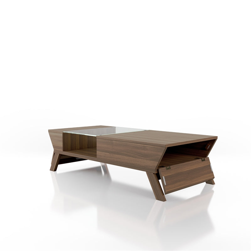 Furniture of America Soto Contemporary Wood Coffee Table with Storage in Walnut