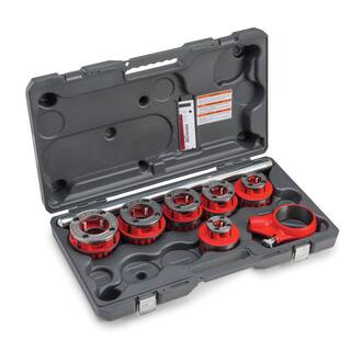 RIDGID 12 in. to 2 in. 12-R Manual Exposed Ratchet NPT Pipe Threading Set (6 Die Heads Alloy Dies RatchetHandle + Case) 36475