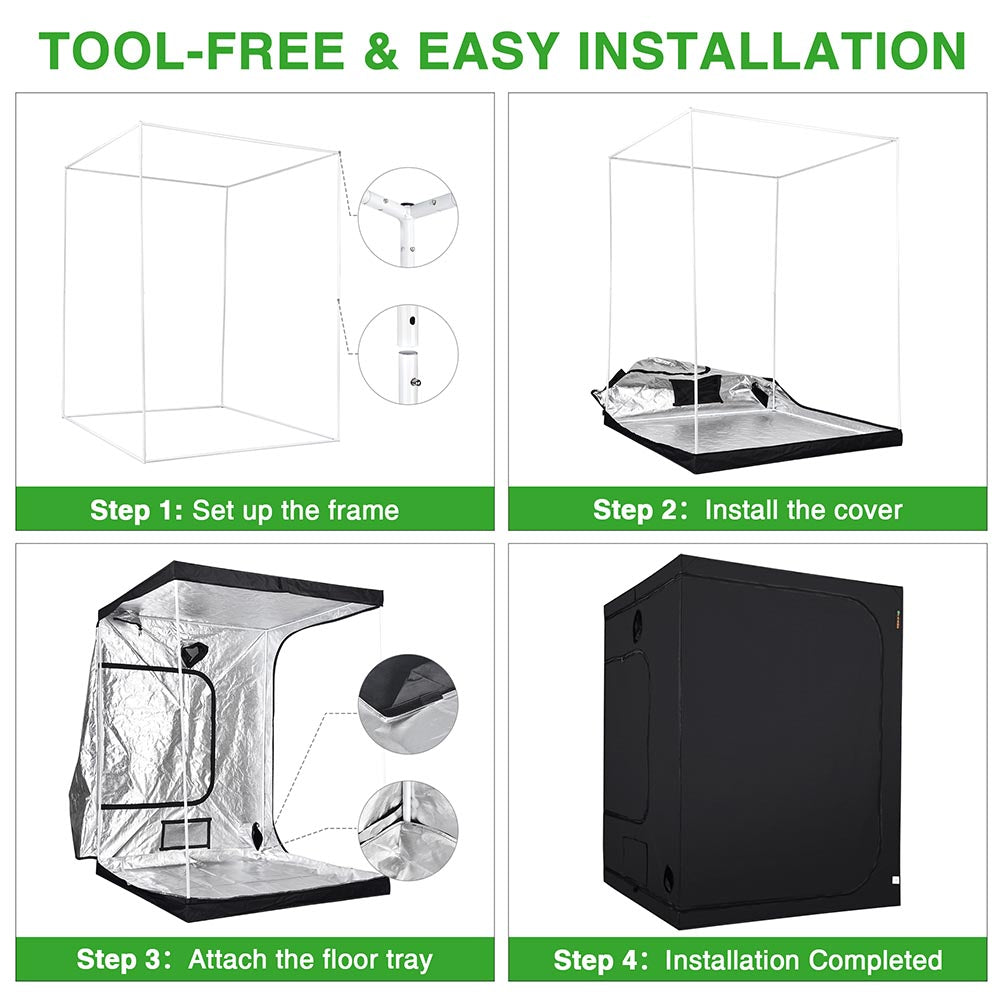 LAGarden Grow Tent 60x60x78 Inch Hydroponics Indoor Reflective Mylar