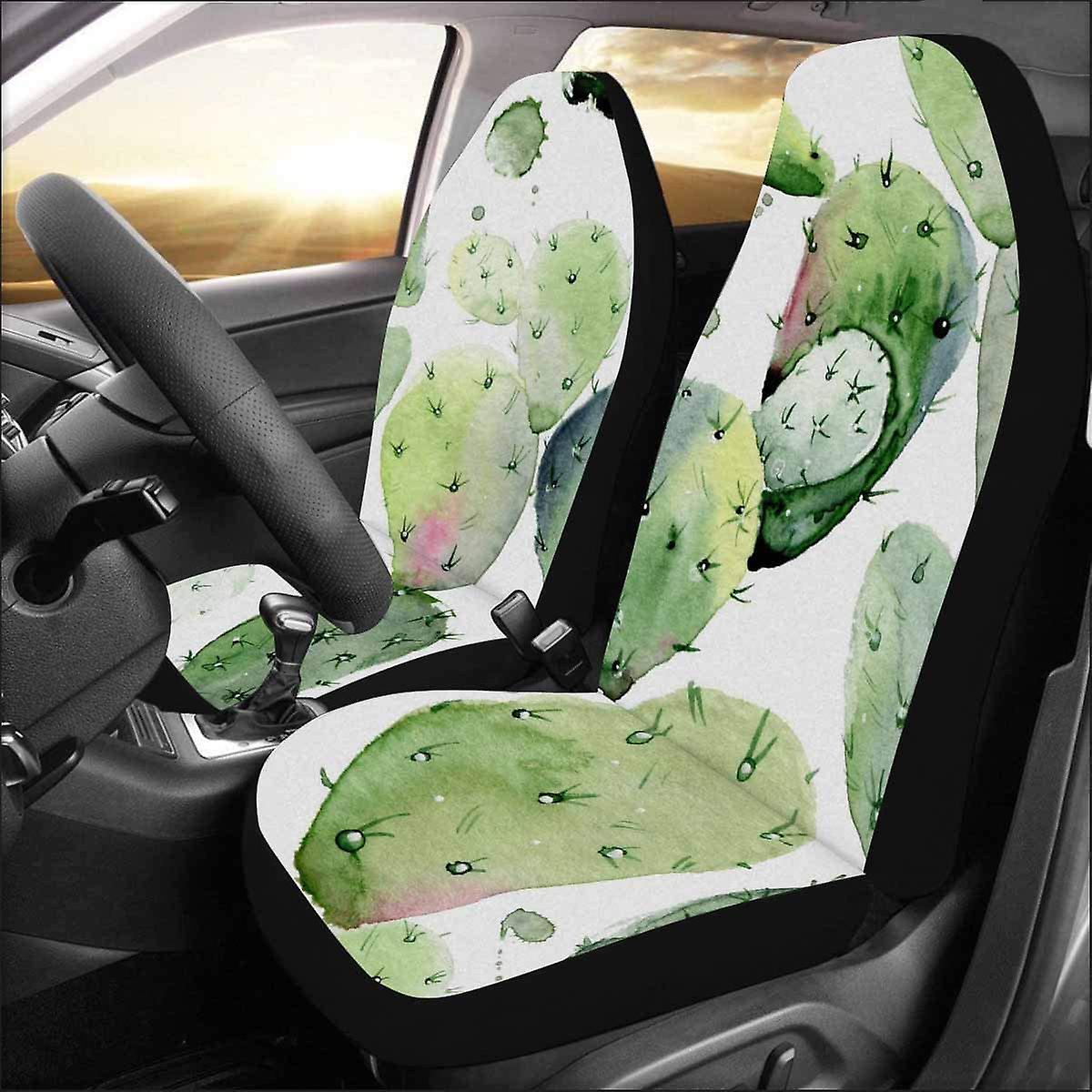 Set Of 2 Car Seat Covers Cactus Universal Auto Front Seats Protector Fits For Car，suv Sedan，truck D---45901