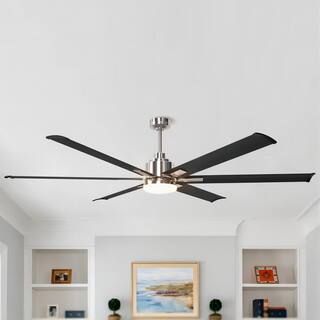 Parrot Uncle 72 in. Modern Integrated LED Brushed Chrome Ceiling Fan with Light and Remote Control BBCPD1719-I