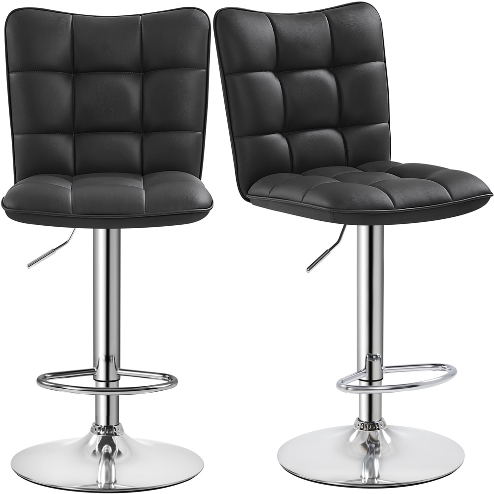 Yaheetech 2pcs Modern Faux Leather Bar Stools with Backrest   Footrest   N/A