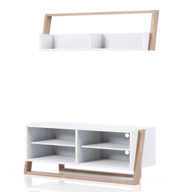 Shelf And Console Tv Stand Beige Mibasics