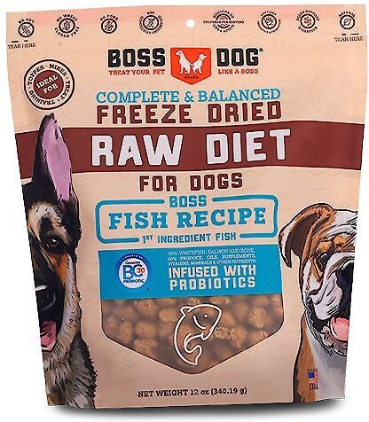 Boss Dog Fish Flavor Freeze Dried Dog Food， 12-oz pouch