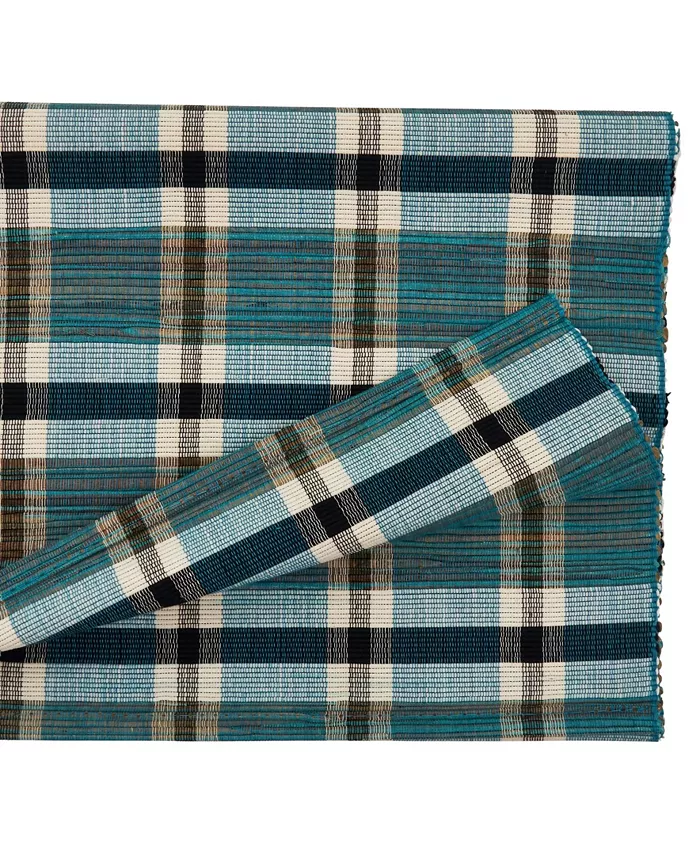 Saro Lifestyle Plaid Woven Water Hyacinth Table Runner