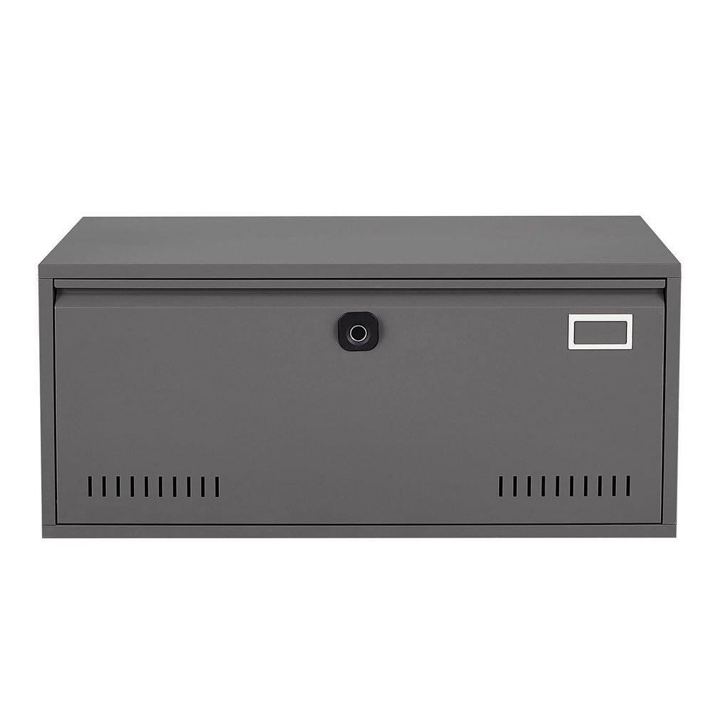 Modern Dark Gray Biometric Fingerprint Lateral File Cabinet with Hanging Rod for letter XD39652948