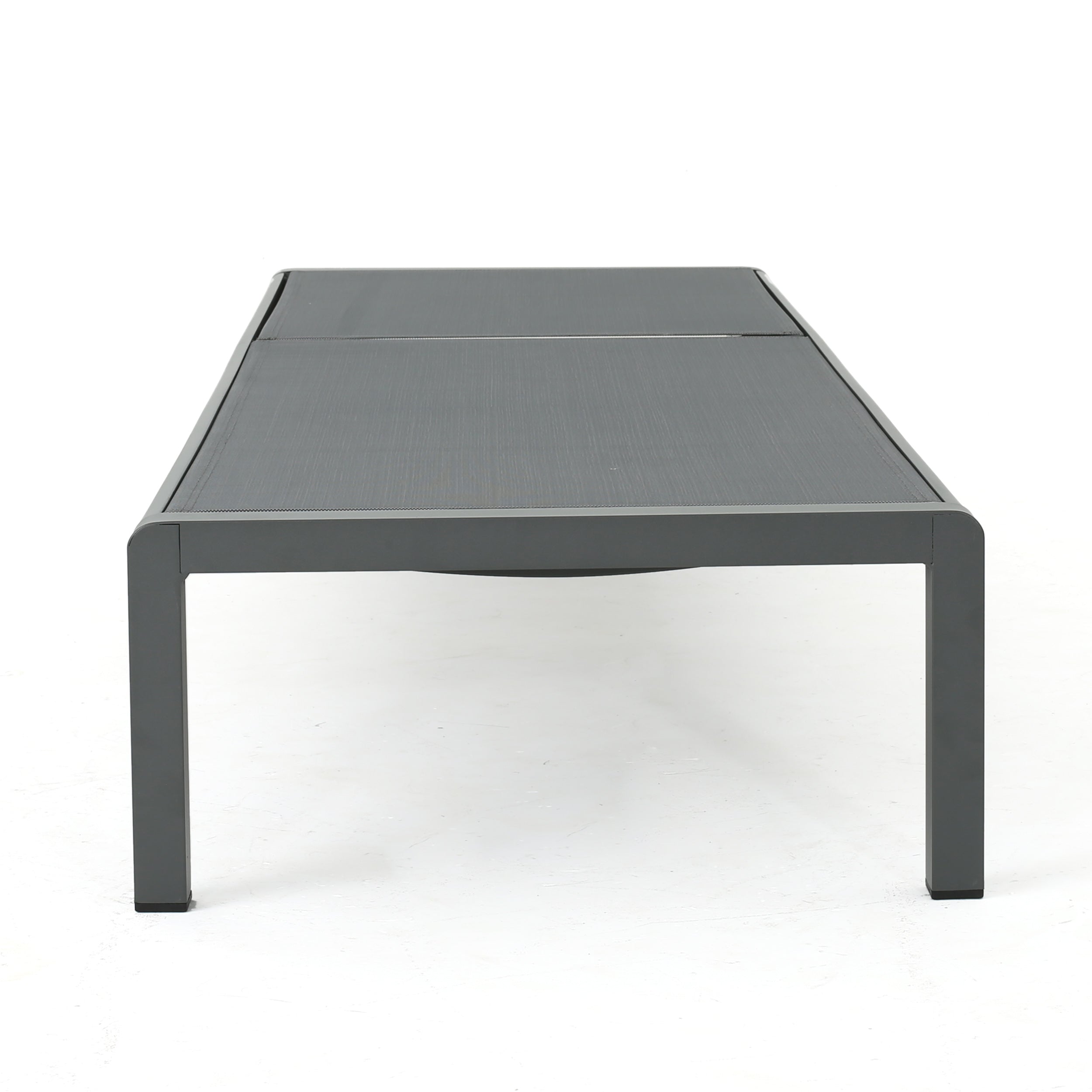 Coral Bay Outdoor Gray Aluminum Chaise Lounge and C-Shaped Side Table