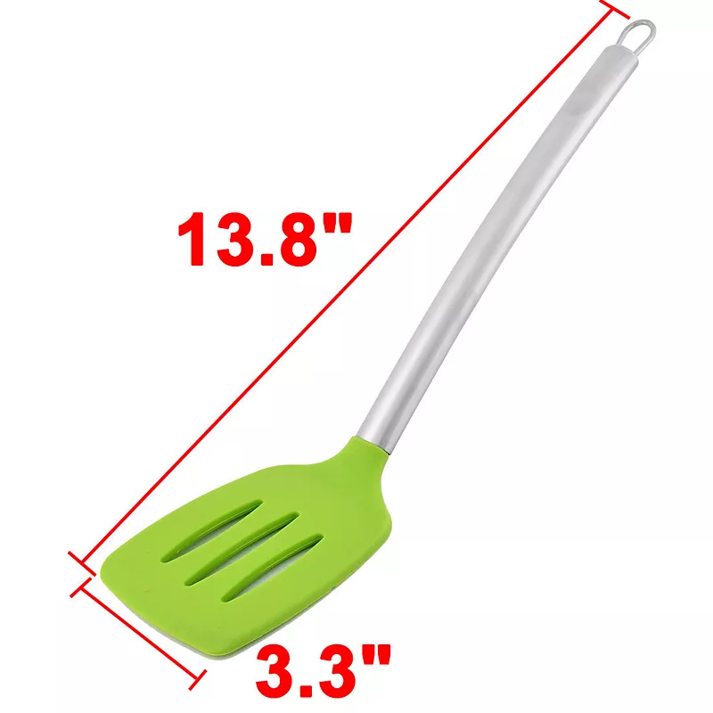 Kitchenware Stainless Steel Grip Silicone Slotted Pancake Turner Spatula