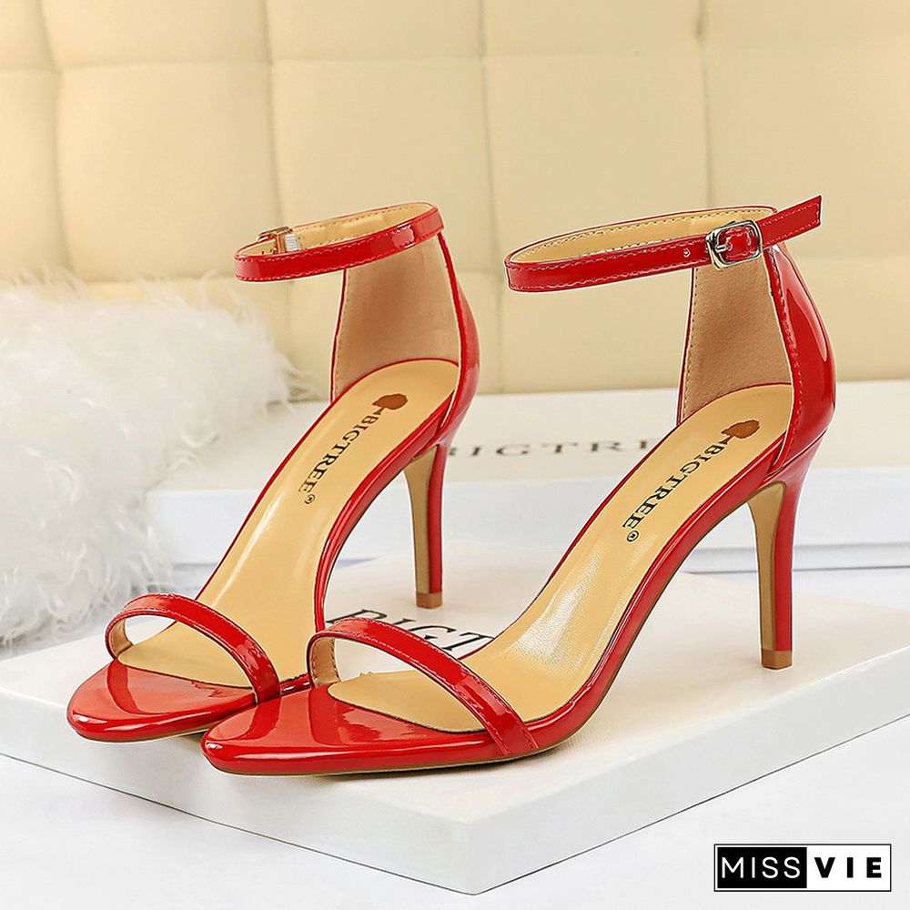 Women 10cm High Heels Flock Stripper Sandals Female Fetish Strappy Red Shoes Lady Valentine Green Summer Classic Sexy Pumps