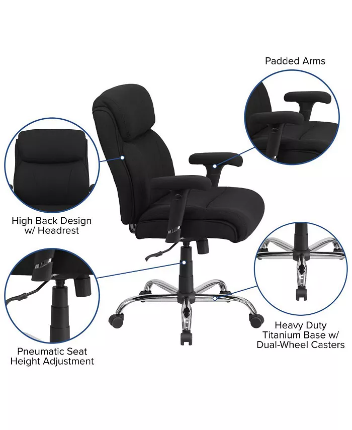 EMMA+OLIVER 400 Lb. Big and Tall Mid-Back Swivel Clean Line Stitch Ergonomic Task Office Chair