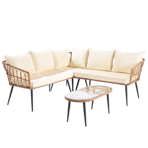 4 Pieces Outdoor Garden Rattan Furniture Sofa Set Set - Overstock - 37612097