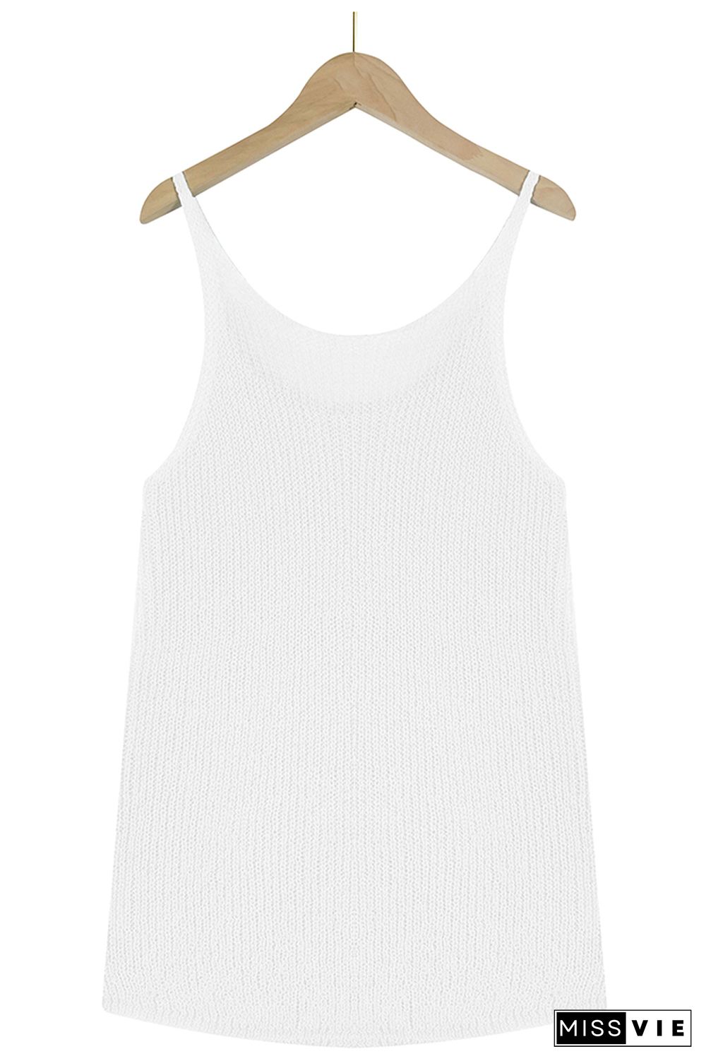 Color Block and Plain U Neck Knit Tank Top