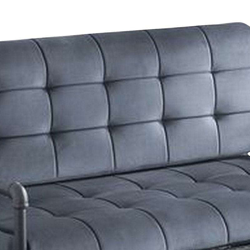 Loveseat with Tufted Velvet Seat and Metal Frame， Gray