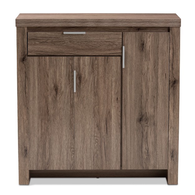 Laverne Modern And Contemporary Oak Finished Shoe Cabinet Brown Baxton Studio