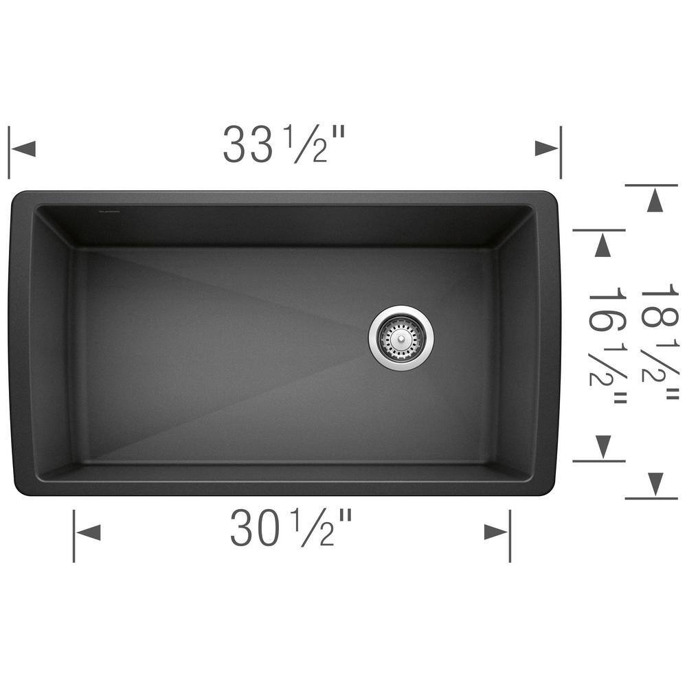 Blanco DIAMOND Silgranit Undermount Granite Composite 33.5 in. Single Bowl Kitchen Sink in Anthracite 441768