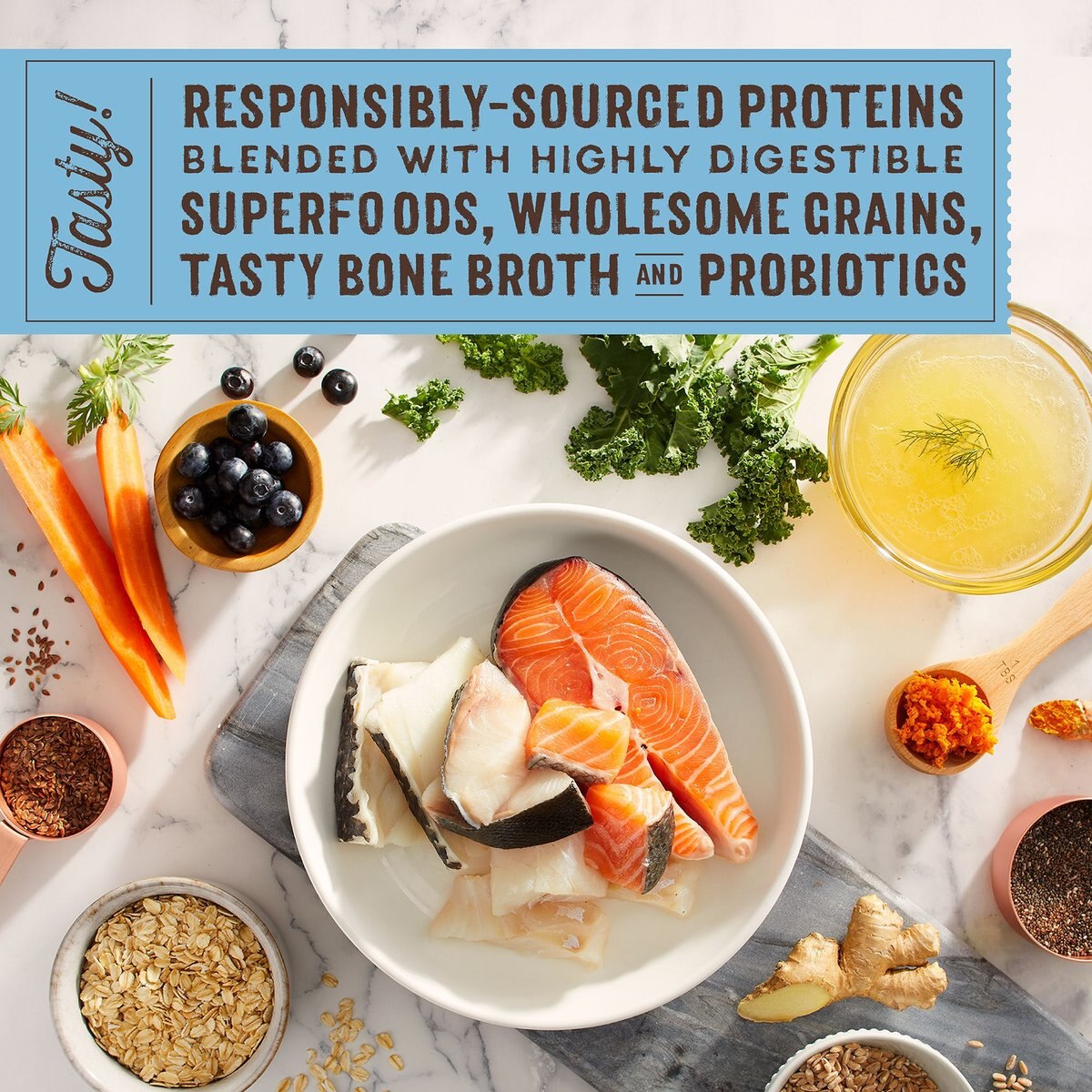 Stella and Chewy's SuperBlends Raw Coated Wholesome Grains Wild-Caught Whitefish and Salmon Recipe with Superfoods Dry Dog Food