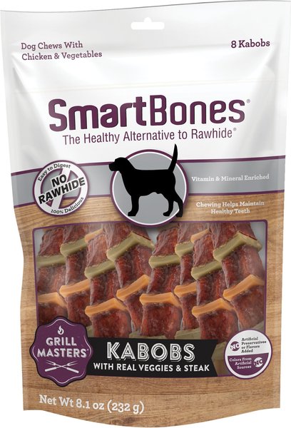 SmartBones Grill Masters Kabobz Chicken and Vegetables Dog Treats， 8 count