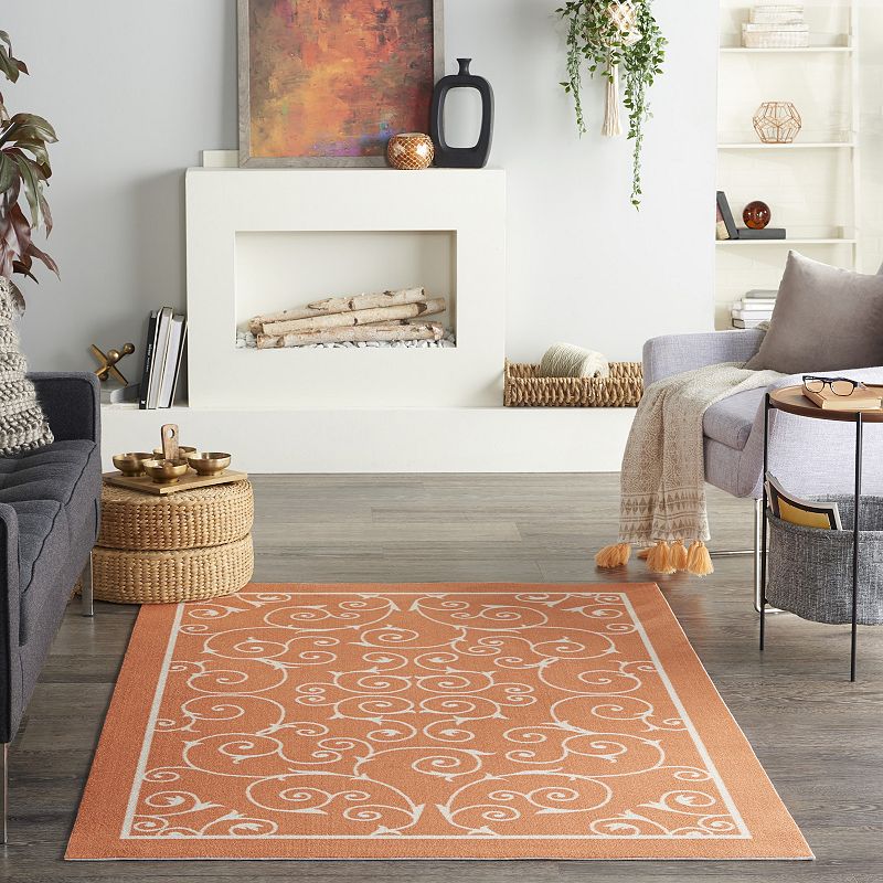 Nourison Home and Garden Scroll Indoor Outdoor Rug