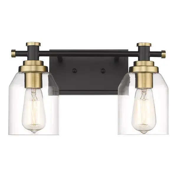 2-Light Bathroom Vanity Light, Farmhouse Bathroom Wall Sconce with Clear Glass Shade