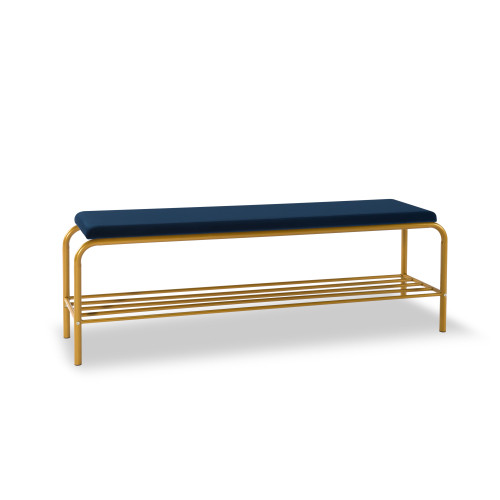 single layer Shoe storage bench Navy Blue Velvet W...