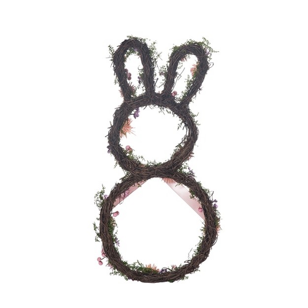 Transpac Natural Fiber 14 96 In Multicolor Easter Wildflower Bunny Shaped Wreath