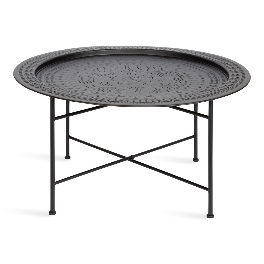 Kate and Laurel Razza Round Metal Coffee Table   28x28x15