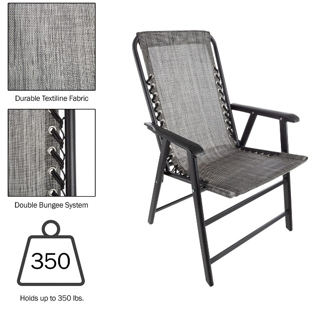 Pure Garden Folding Lounge Chairs Portable Camping Or Lawn Chairs Gray Set Of 2