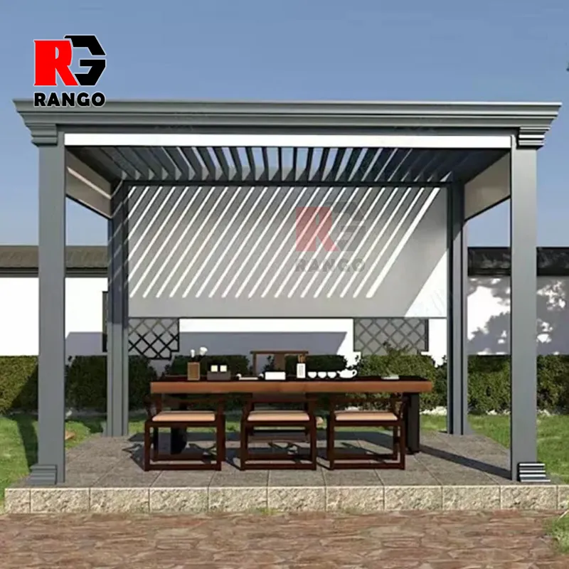 Outdoor Factory Supplying Customized Outdoor Waterproof Bioclimatic Aluminium Pergola With Glass Sliding Doors