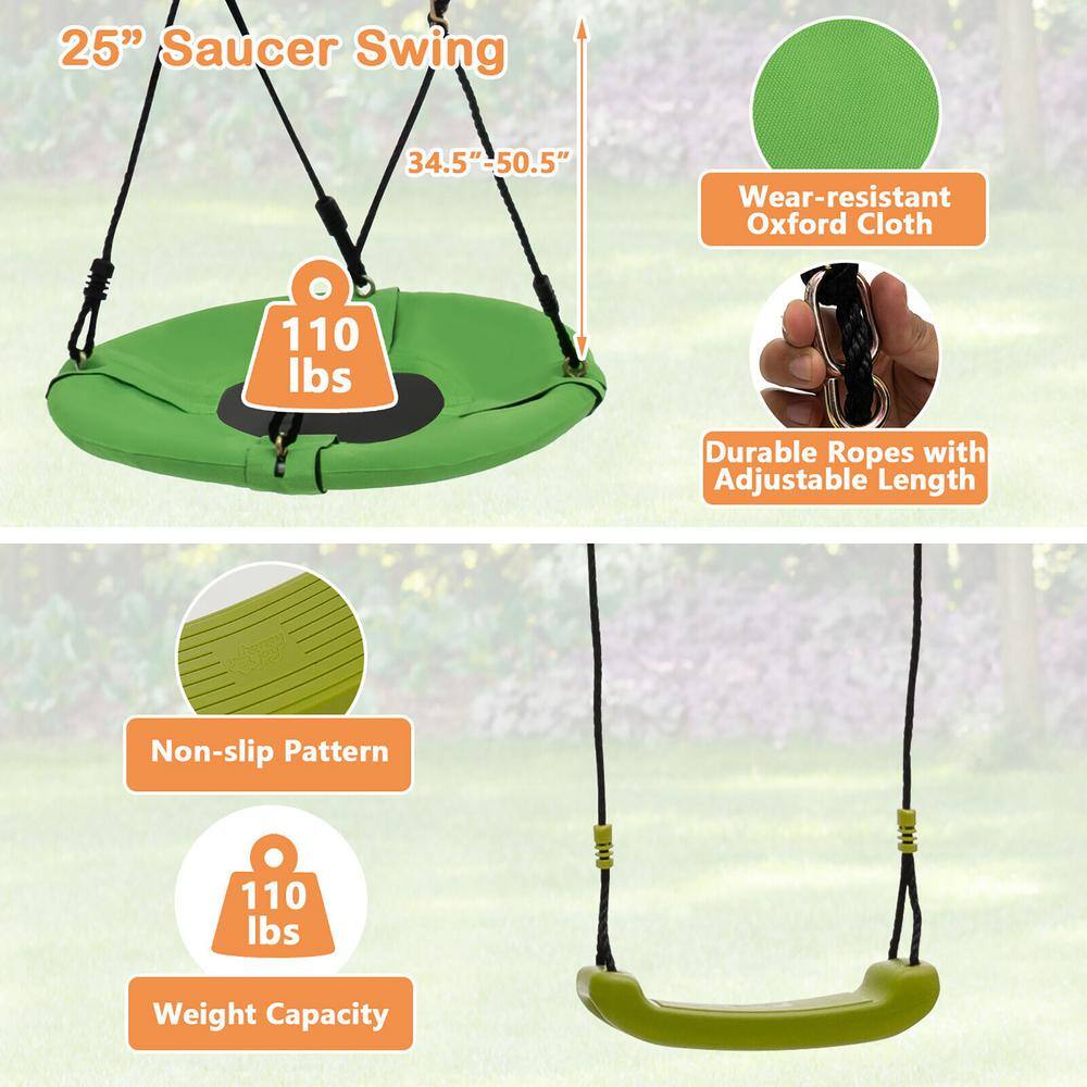 Gymax 660 lbs. Kids Metal Swing Set for Backyard 7-in-1 Multi-Functional Swing Set GYM10812