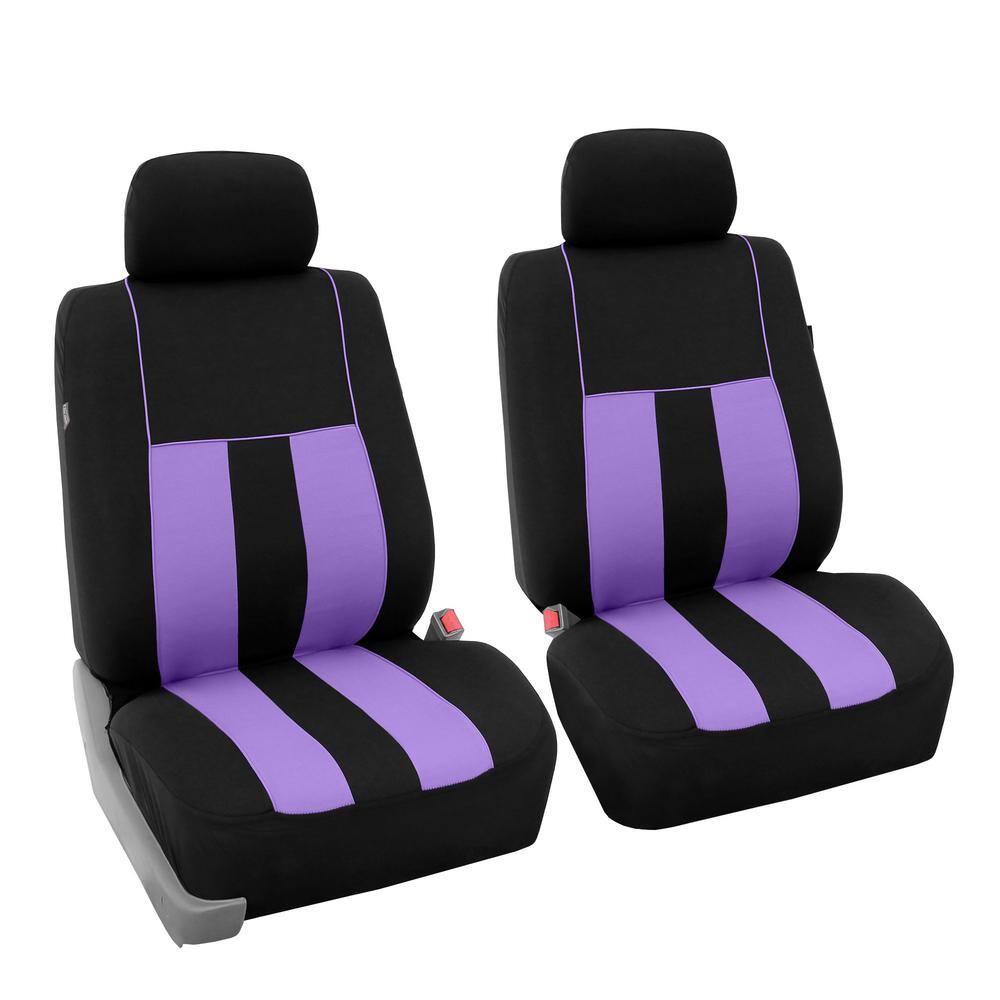 FH Group Modern Stripe 21 in. x 20 in. x 2 in. Fabric Full Set Seat Covers DMFB036PURP115