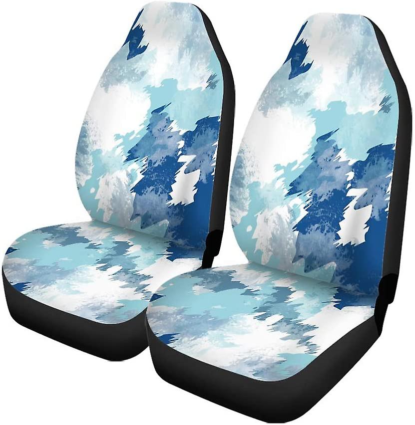 Set Of 2 Car Seat Covers Blue Graffiti Universal Auto Front Seats Protector Fits For Car，suv Sedan，truck D---47184