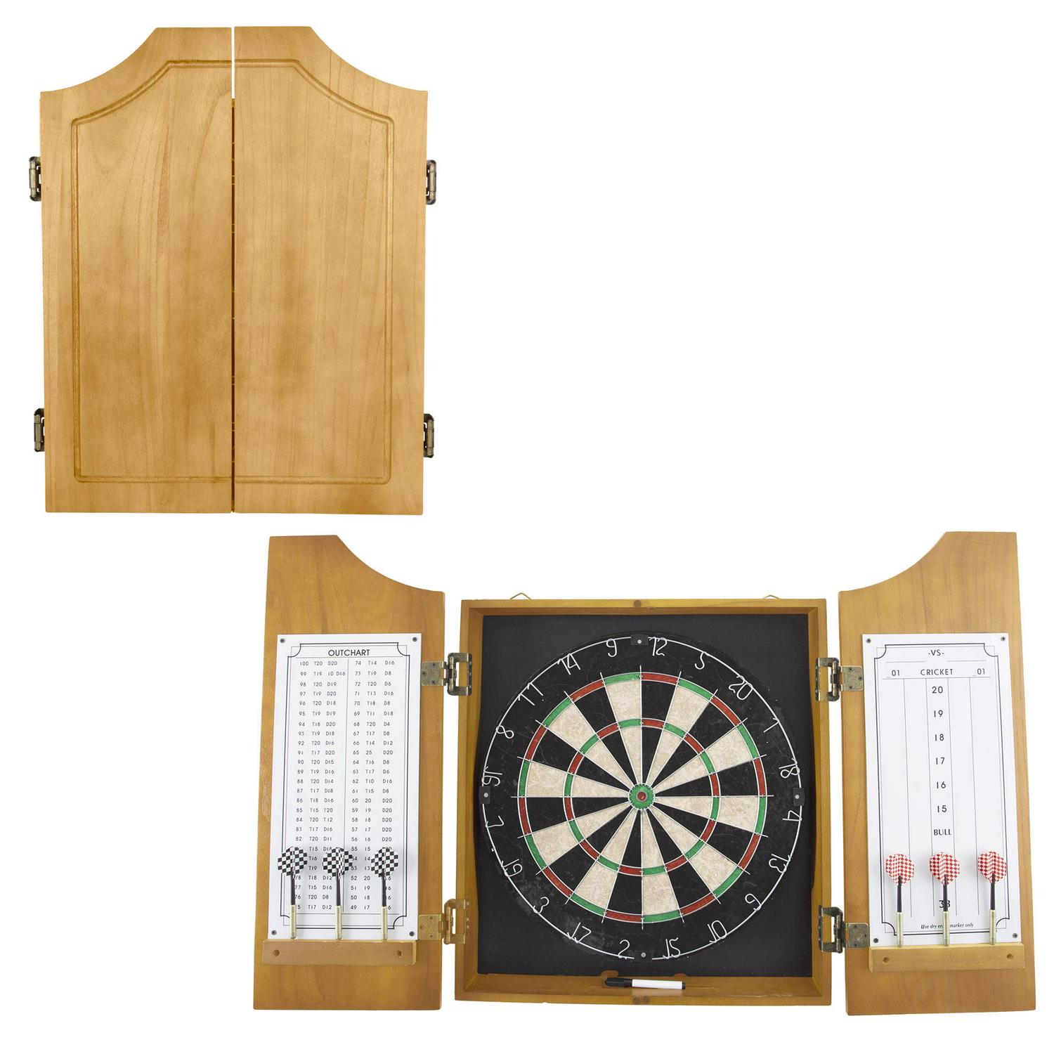 Trademark Global Games Professional Style Solid Wood Dartboard Cabinets Set with Board and Darts