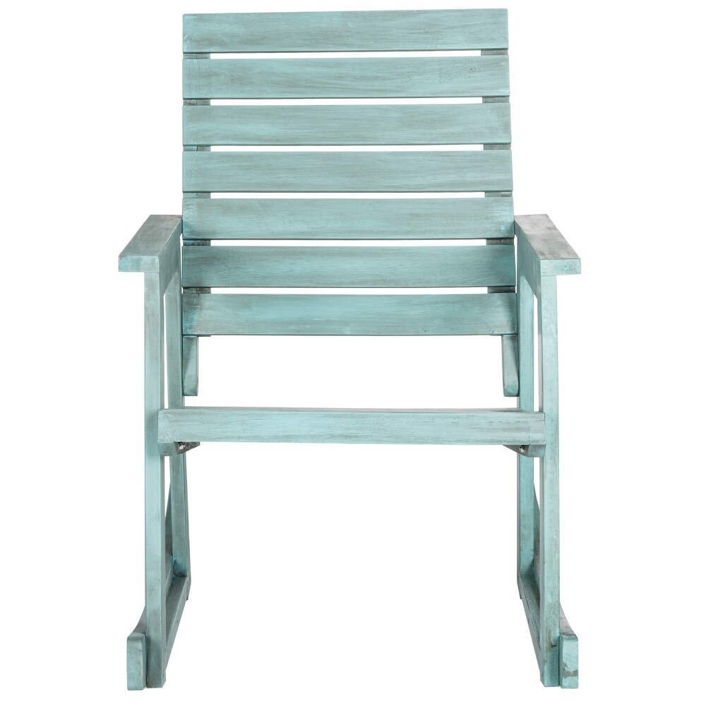 SAFAVIEH Outdoor Living Alexei Beach House Blue Rocking Chair   24.4\