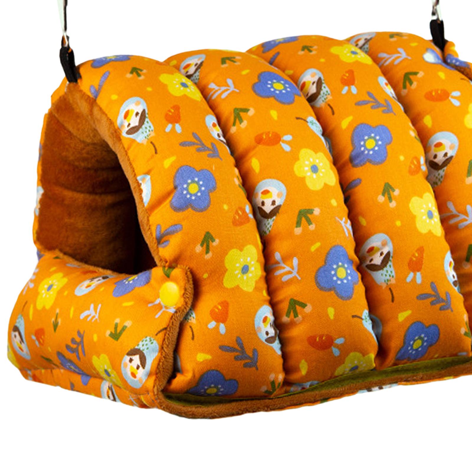 Warm Bird Nest， Hut Comfortable Swing Parrot Hideaway， Bed Birdcage Accessories Orange Large